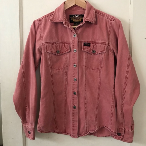 Harley-Davidson Tops - Harley-Davidson Pink Denim Button Up Shirt
